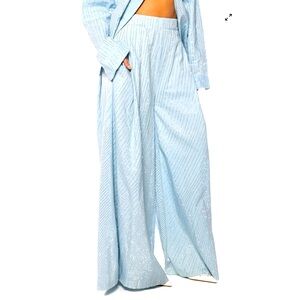 AKIRA Blue Sequin Wide Leg Pants